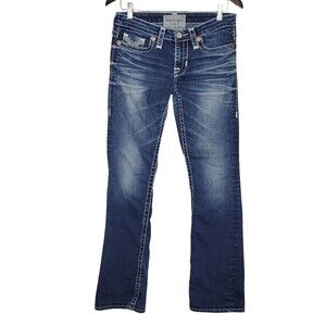 Big Star Liv Slim Bootcut Denim Jeans Embellished Pockets Y2K 2013 Women's 27R